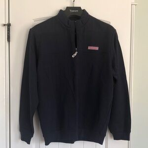 Mens Vineyard Vines Whale Logo Navy Blue Quarter Zip Shirt Sz M Pristine!